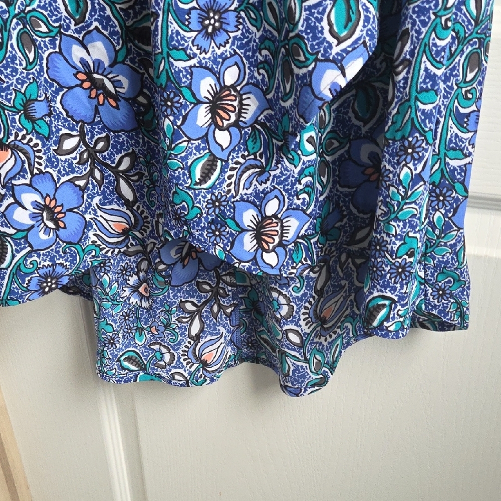Express Blue Floral Strapless Dress - Picture 3 of 7